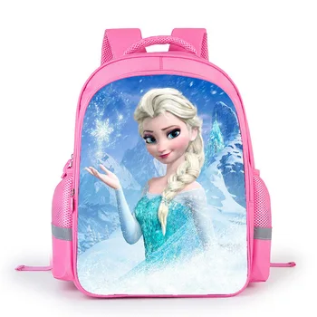 

16 Inch Anime Princess Snow Elsa Anna Shoulder Backpacks School Backpack For Girls Kids Book Bags Pattern Mochila Christmas Gift