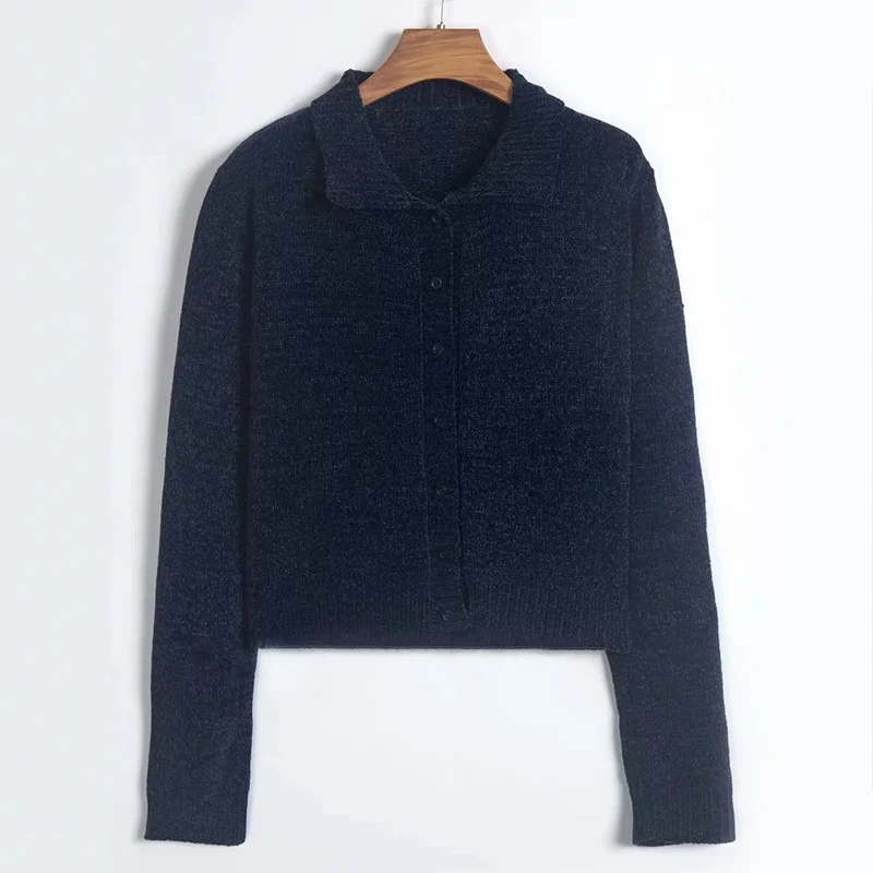Harajuku/Винтажный вязаный кардиган для девочек, свитер, осенний свитер с отложным воротником, Повседневная Свободная мягкая уютная одежда для женщин - Цвет: navy cardigans