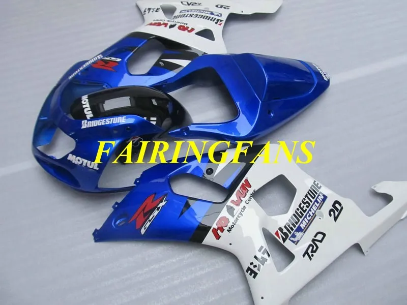 Инжекторный комплект для GSXR600 750 K1 01 02 03 GSXR 600 GSXR750 2001 2002 2003 белого и синего цвета Обтекатели Кузов+ подарки SH56