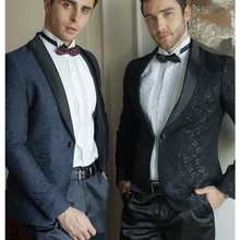 Floral Two Piece Men Suits Slim Fit Mens Dress Suits for Prom Evening Groomsmen Wedding Suit Sets