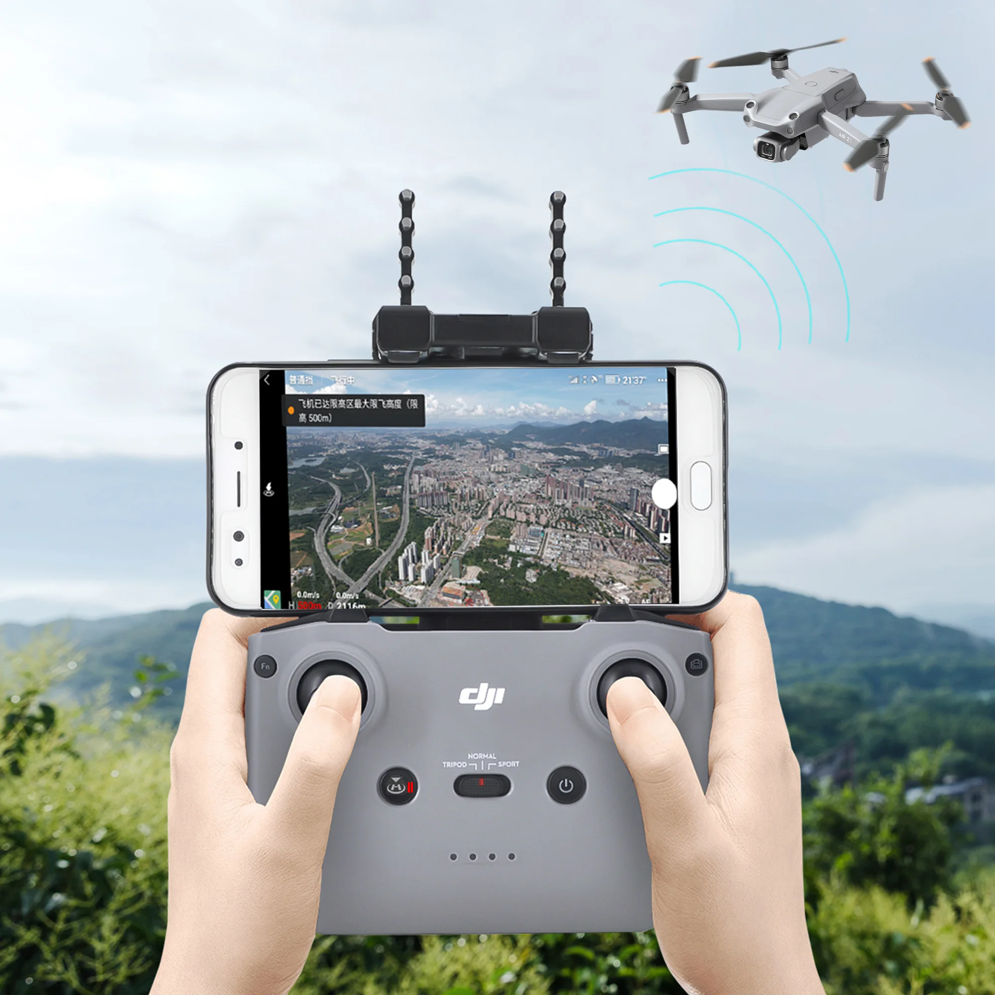 Signal Booster Antenna Drone Antenna Drone Signal Booster Drone Yagi-Uda Antenna Signal Booster Range Extender Amplifier 2.4G 5.8G For DJI Mini 2/Mavic Air 2/Air 2S Remote Controller