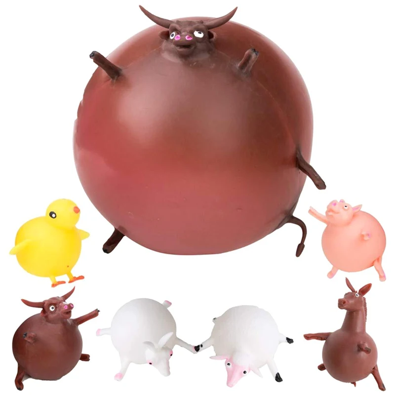 

Mini Cat Pig Animal Blowing Animal Wave Ball Soft Inflatable Ball Slow Rising Funny Anti Stress Toys