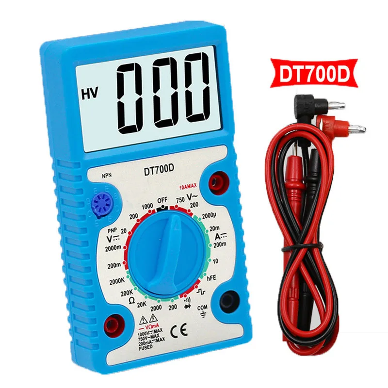 DT700D AC/DC Цифровой мультиметр с ЖК-дисплеем 200-500 В Вольтметр Амперметр Ом тестер Высокая безопасность ручной измеритель цифровой мультиметр - Цвет: Синий