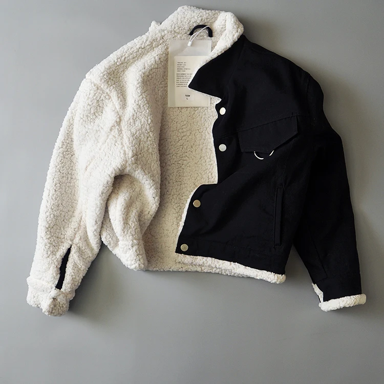 VomVoa, Осень-зима 2019, Ковбойское пальто из овечьей шерсти, женское короткое хлопковое пальто, утолщенное, свободное, Ретро стиль