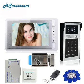 New 7 inch Color Screen Video Door Phone Video Intercom Kit + Touch Outdoor RFID Code Keypad Number Doorbell Camera 1 Monitors 1