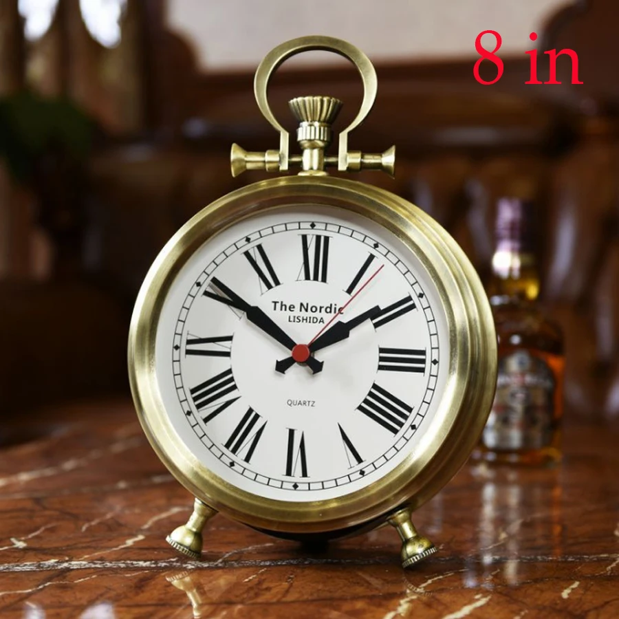 Large Nordic Metal Retro Table Clock Living Room Office Bedroom Luxury