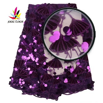 

Purple Color Korea Italian African Pakistan Upholstery Embroidery Polyester Dress Price Glitter Velvet Large Sequin Lace Fabric