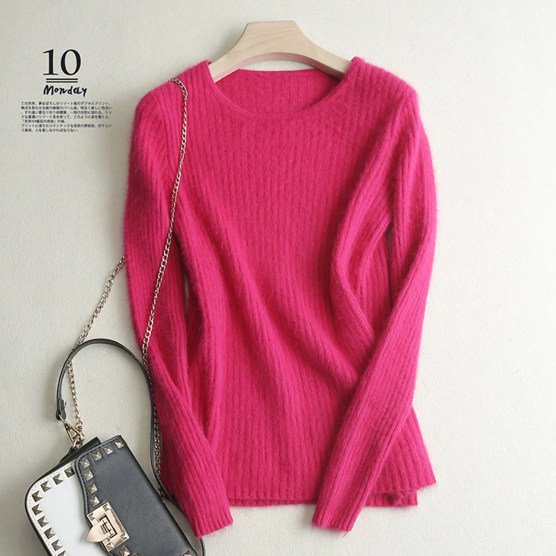 Loose Sweater Women Hot Sale Soft Jumpers Mink Cashmere Knitted New O-Neck Standard Clothes Ladies Pullovers