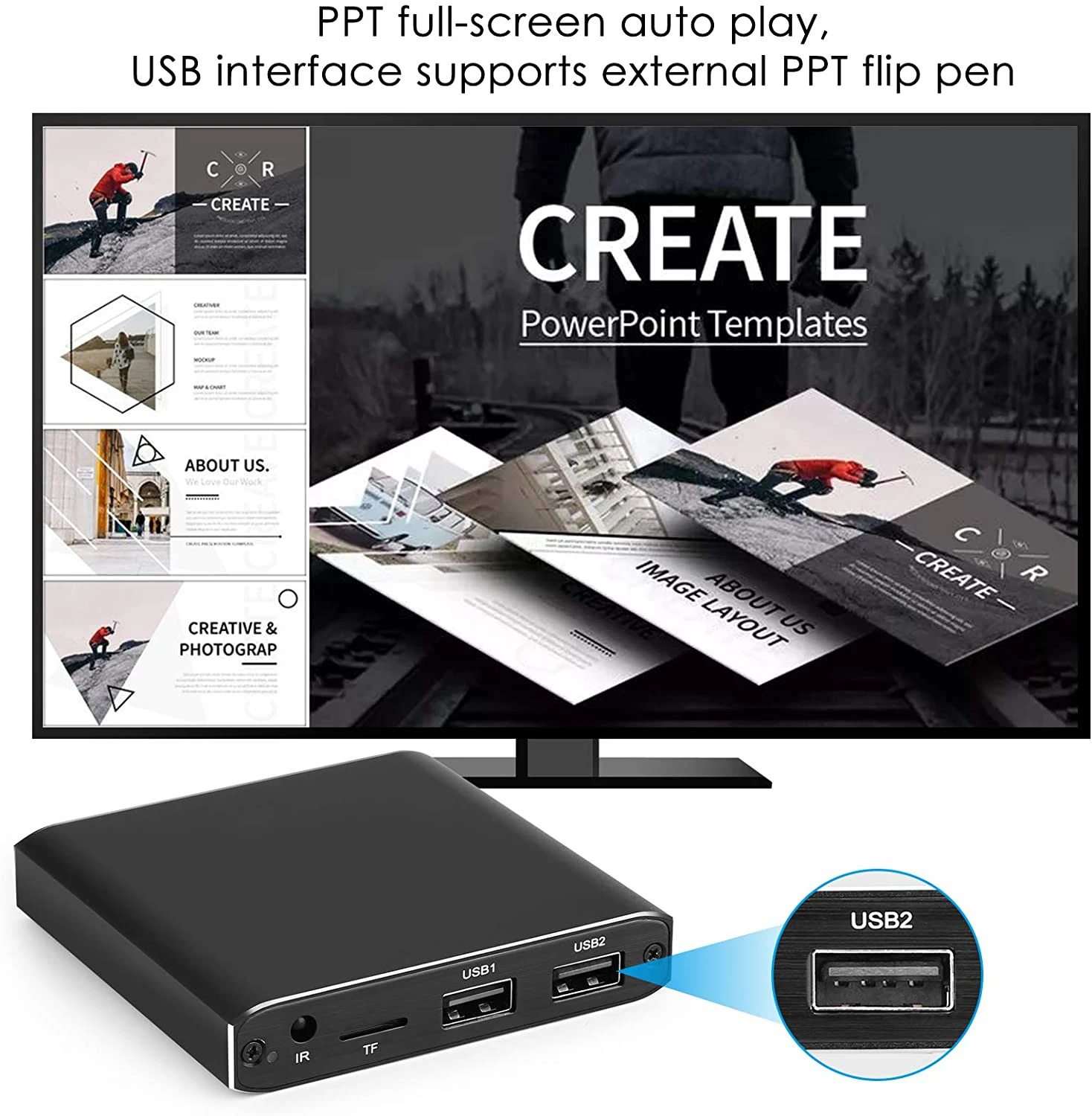 Media Player Multimedia Player 4K H.265 Advertising Player Auto Loop Playback With TF/AV/HDMI/USB Disk 1080P HD Media Support Mouse