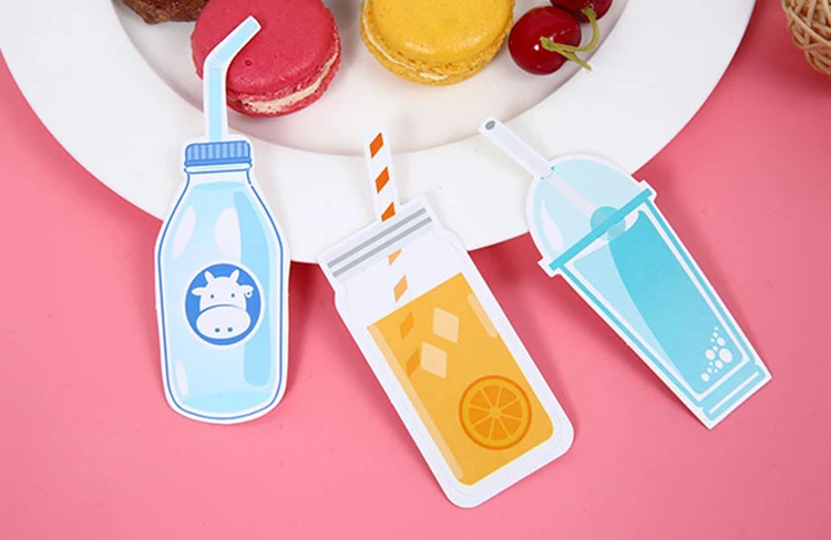 30 шт./лот милые для мороженного, газировки Бумага закладки Kawaii пленка закладки книжные держатели карты сообщения школьные принадлежности подарок канцелярских принадлежностей
