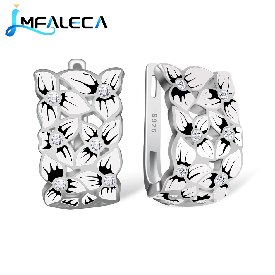 

LMFALECA Silver Earrings for Women 100% 925 Sterling Silver Jewelry Black Enamel Hoop Earring Fine Party Wedding Luxury Jewelry