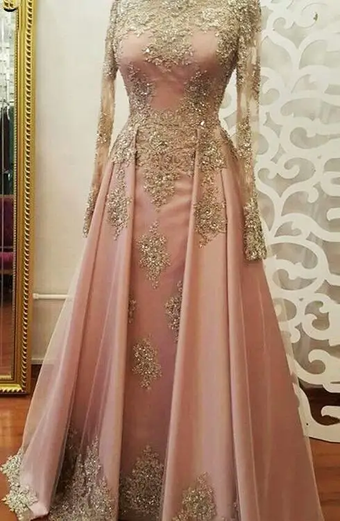 same as picture Мусульманское вечернее платье с длинным рукавом,, Кружевная аппликация, расшитая бисером, Саудовская Аравия, женское элегантное вечернее платье для выпускного вечера, Robe De Soiree - Цвет: same as picture