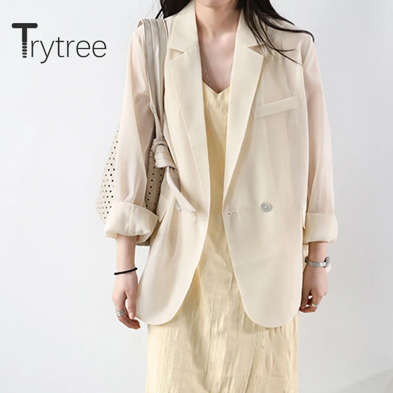 Женский Повседневный костюм Trytree однотонный свободный Универсальный на одной