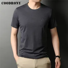

COODRONY Summer Cool Tee Fashion Casual Pure Color O-Neck Short Sleeve T Shirt Men Brand New Arrival High Quality Clothes C5191S