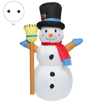 

New 1.2M Christmas Snowman Colorful Rotate LED Light Inflatable Model Snowman Doll Broom Cover Christmas Decoration with Fan EU
