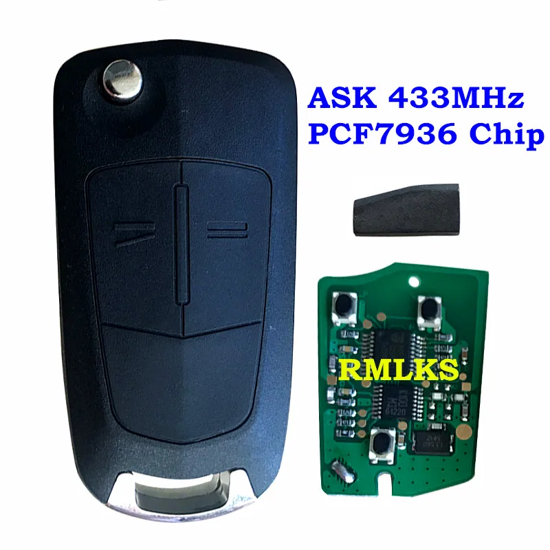 2/3 кнопка Удаленное, автомобильные аксессуары, брелок для Vauxhall Opel Vectra C Astra H Zafira B 2005 2006 2007 2008 2009 2010 433 МГц PCF7936 чип