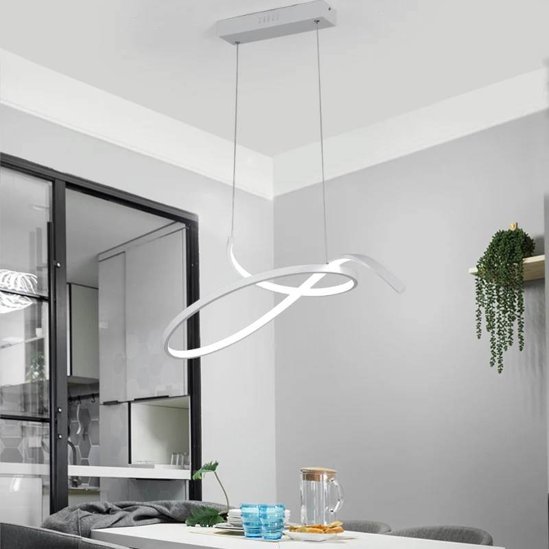 Online Negro mate blanco moderno Led luces colgantes para Comedor Cocina habitación Bar lámpara colgante accesorios de iluminación AC110V 220V
