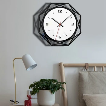 

Silent Large Acrylic Wall Clock 3D Digital Modern Design Black Quartz Hanging Watch with Wall Stickers for Kitchen