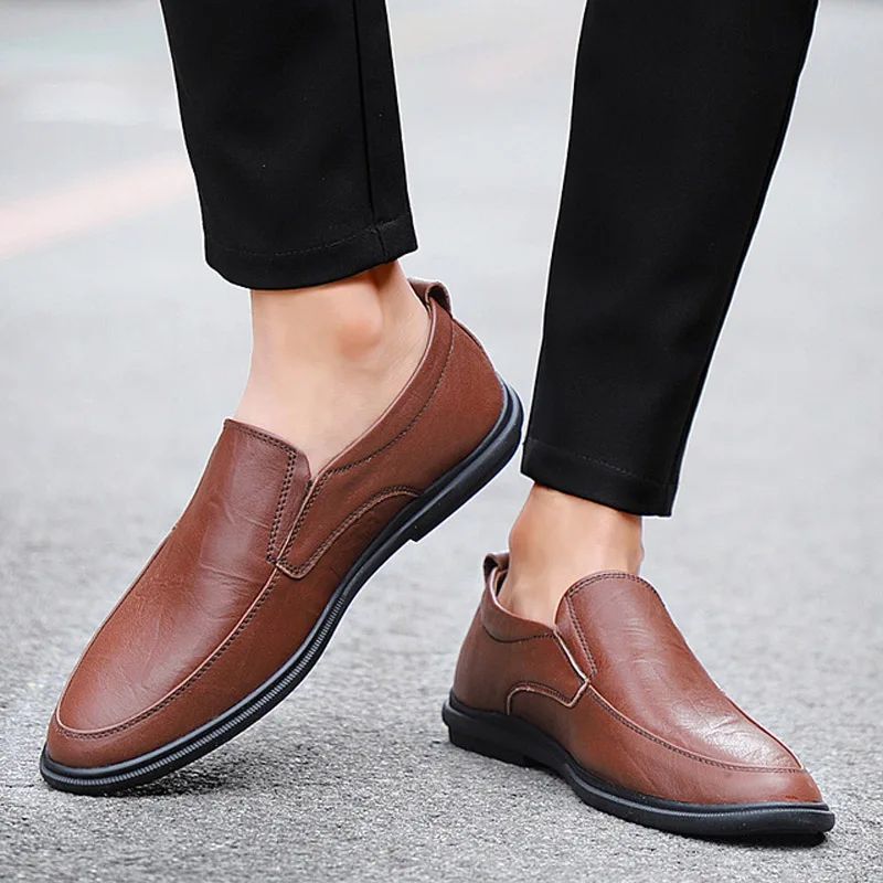 Spring Autumn Men Shoes Breathable Mens Loafers Low Casual Men's Leather Shoes Comfortable Driving Shoes Business Shoe For Male