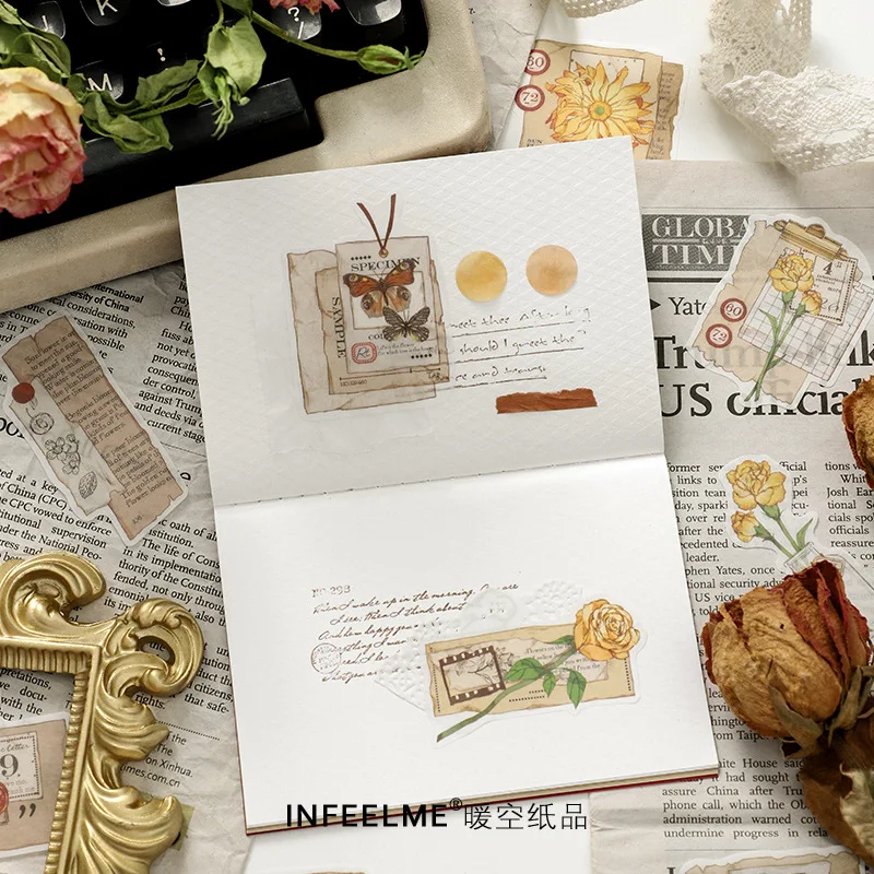 30pcs/1lot kawaii Stationery Sticker Vintage Flower affair Diary Planner junk journal Decorative Scrapbooking DIY Craft Sticker