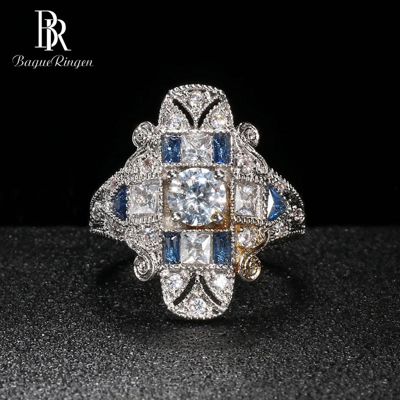 Bague Ringen Geometry Silver 925 Jewelry Gemstones Ring for Women Sapphire Ruby Exaggerated style Female Gift Wholesale Party Bague Ringen Geometry Silver 925 Jewelry Gemstones Ring for Women Sapphire Ruby Exaggerated style Female Gift Wholesale Party