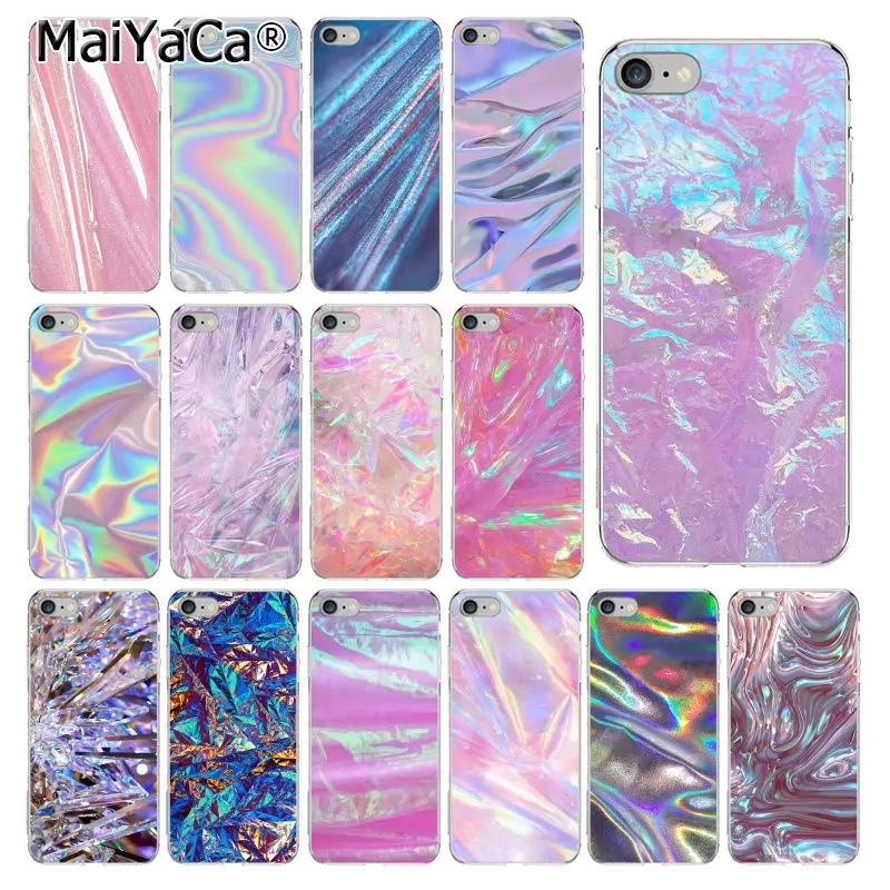 

MaiYaCa Glitter Iridescent Holographic Blue pink Phone Case For iphone 11 Pro 11Pro Max 8 7 6 6S Plus X XS MAX 5 5S SE XR Cover