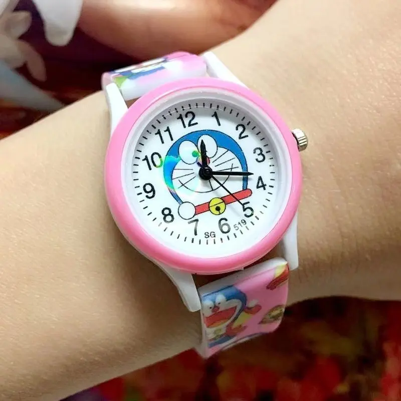 Детские часы doraemon с мультяшным силиконовым принтом музыкальная кошка кварцевые часы для мальчиков и девочек наручные часы