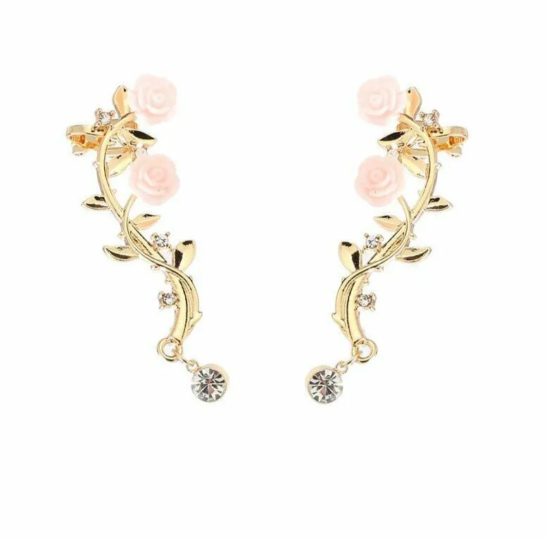 Европа и США eBay женские серьги Роза ветка уха Клипсы Серьги Сплав Серьги Aliexpress ювелирные изделия