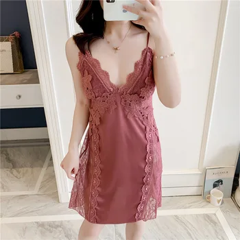 

Sexy Night Dress Women Sling Lingerie Nightgown Female Sexy Night Gown Ladies Flower Sleeveless Dress Sleepwear Homewear Dress