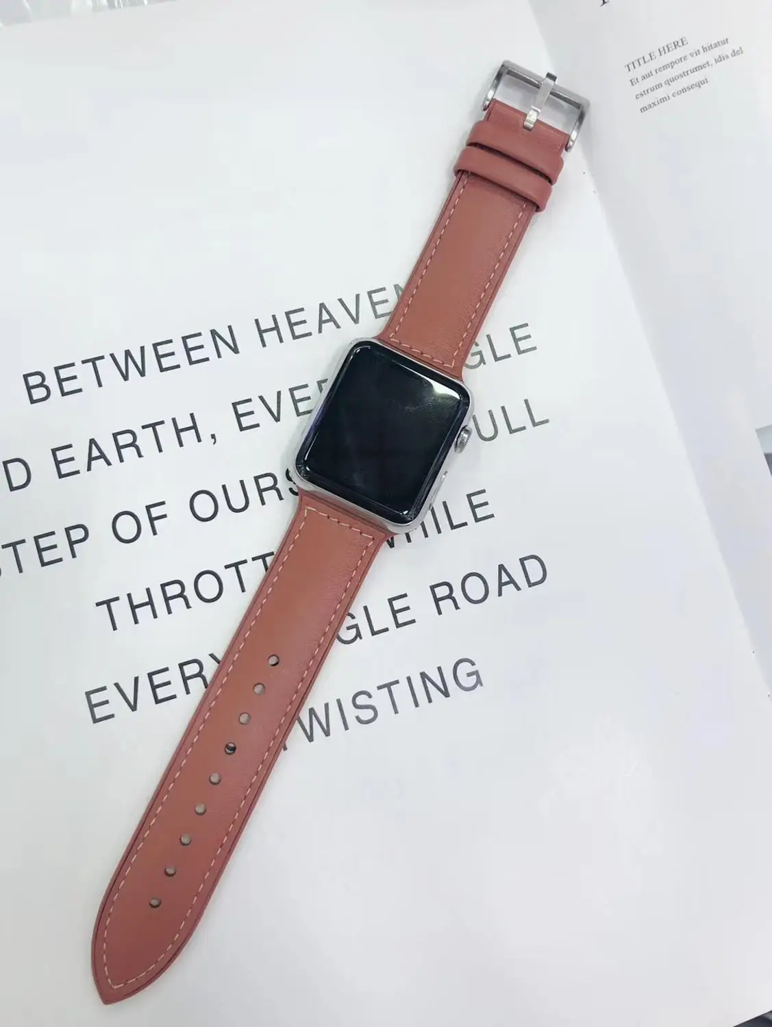 Leather and Silicone strap for Apple watch bands 42mm 44mm Sweatproof Hybrid Genuine Leather and Silicone Sports iWatch Band