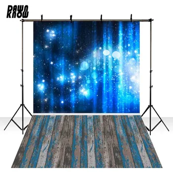 

DAWNKNOW Blue Shimmer Vinyl Photography Background For Newborn Wood Floor Photo Shoot Backdrop For Wedding Photo Studio F413