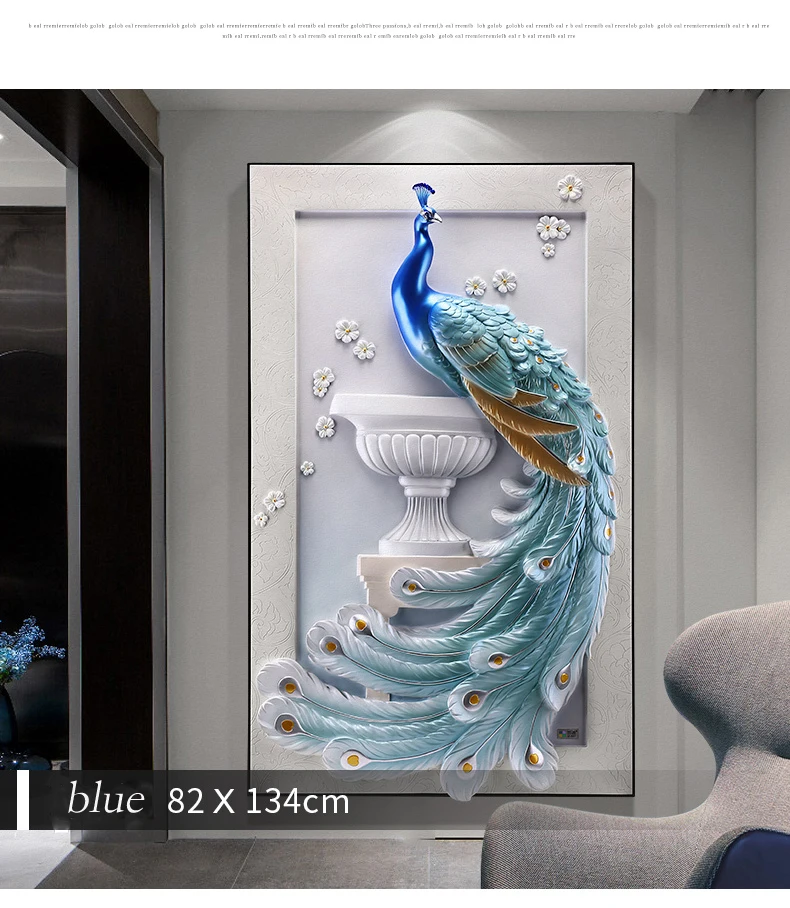 Крыльцо декоративная живопись Павлин 3D стерео современный минималистичный вертикальный вход в дверь коридор Европейский рельефный росписи