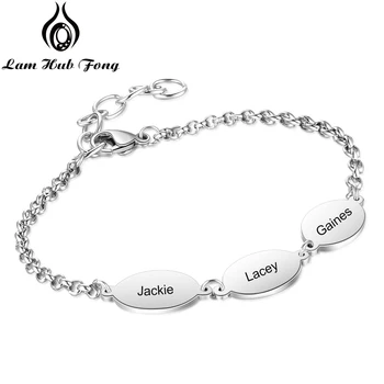 

Personalized 3 Name Bracelet Custom Stainless Steel Jewelry Adjustable Length Friendship Bracelet Gift for Women (Lam Hub Fong)