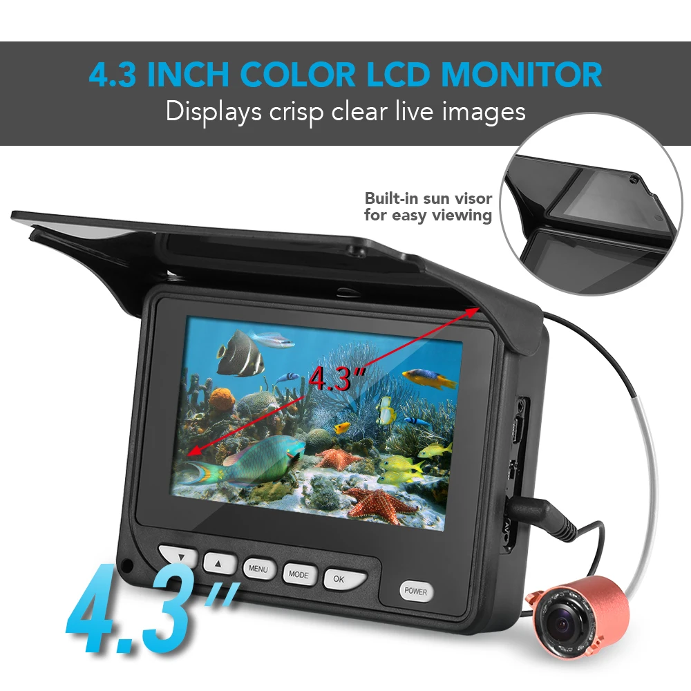 

Fish Finder Ice Fishing Night Vision Camera 4.3" LCD Monitor Available for Underwater Visual 20M Fishing Camera with Carry Bag