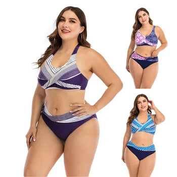 

Sexy Tankini Swimsuits Bikini Plus Size L-4XL Swimsuit Women Halter Bikinis Set 2020 High Waist Big Size Bathing Suit Women