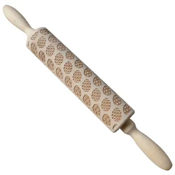 

Wooden Easter Egg Print Rolling Pin Kitchen Wooden Healthy Flexible Fondant Cake Dough Roller Baking Tools Accessories