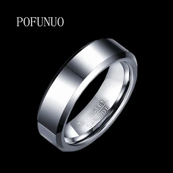 

POFUNUO Men's Ring Tungsten Ring for men fashion Wedding Classic Jewelry Engagement Party RING Fit steel mirror free shipping