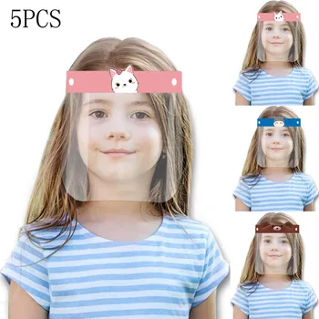 

Child Full Face Protective Mask Kitchen Oil Splash Antidust Plastic Mask Protection Face Shield Cute Animal Cartoon Kids Mask 5P