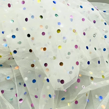 

5 Yards/pack 135 Cm Wide Soft Mesh Sequin Color Lace Fabric Children's Clothing Skirt Accessories Diy Sewing Fabric Supply