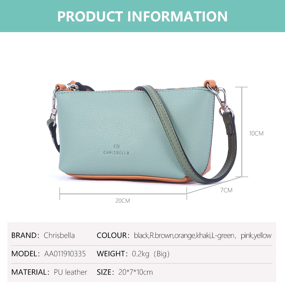 Chrisbella na Moda Bolsa de Couro Macio do Plutônio Bolsa de Ombro Mulher Bolsas Feminino Pequenos Casuais Mini Contraste Cor Crossbody Bolsa 7 High Quality Bolsas e Malas