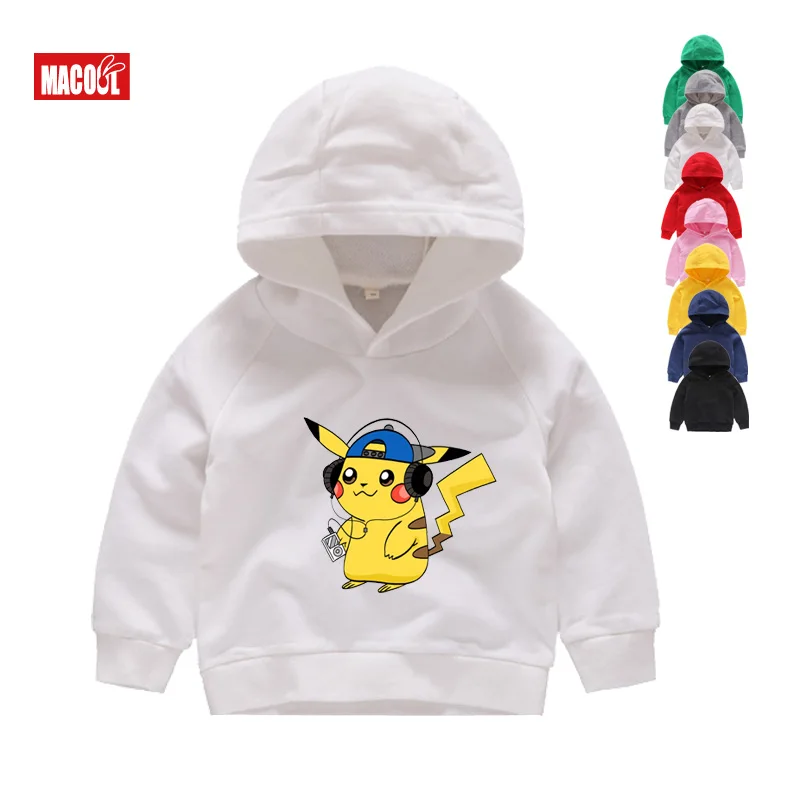 Winter Children Long Sleeves Hoodies Cotton Pokemon Go Boys Girls Tops Tees for 3-10Years Baby Boys Pikachu Hoodies Sweatshirts - Цвет: Kids Hoodies