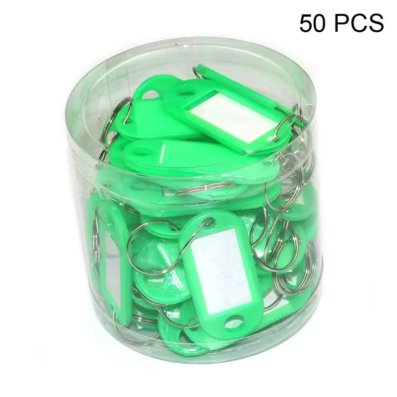 

50pcs Key ID Tag Baggage Luggage Name Label Card with Split Ring Keyring L9BE