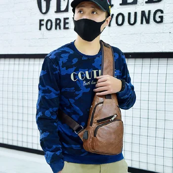 

New Style USB Men Chest Pack Portable Charging Single-shoulder Bag Casual Shoulder Bag Theft