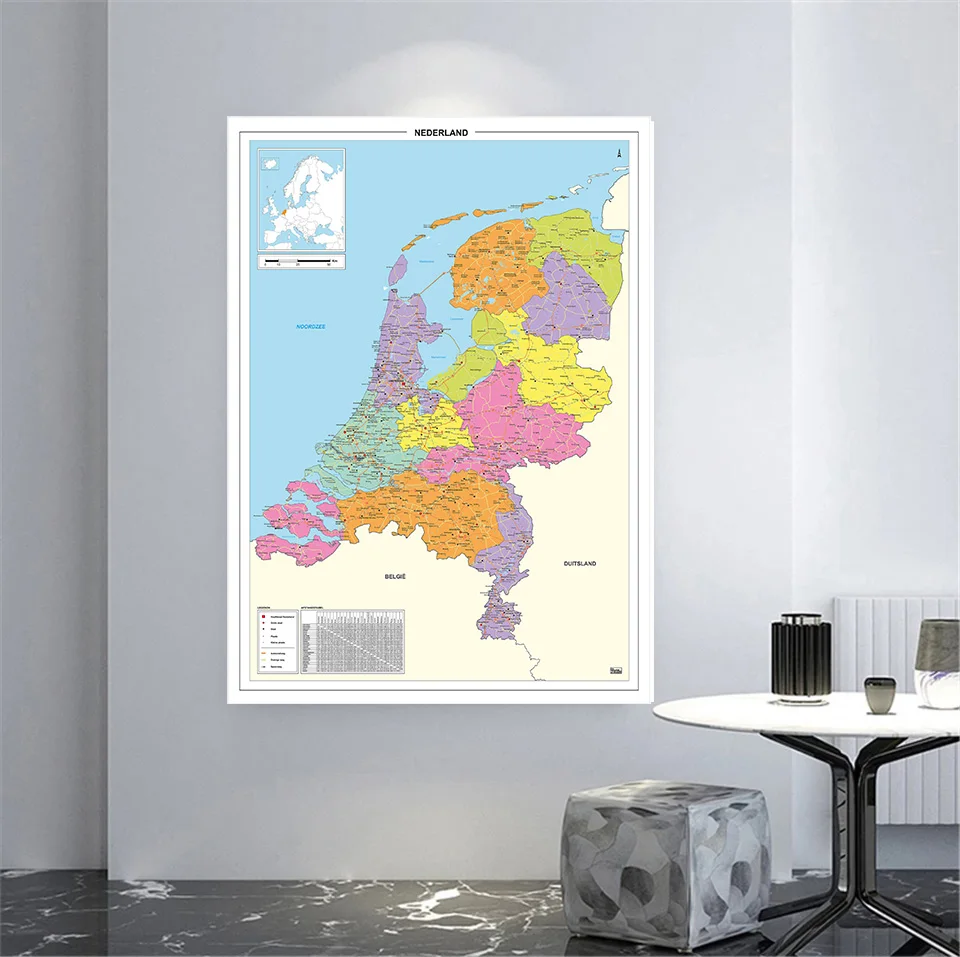 World Map Poster 100*150cm Political Map of The Netherland In Dutch for Room Home Decoration School Supplies