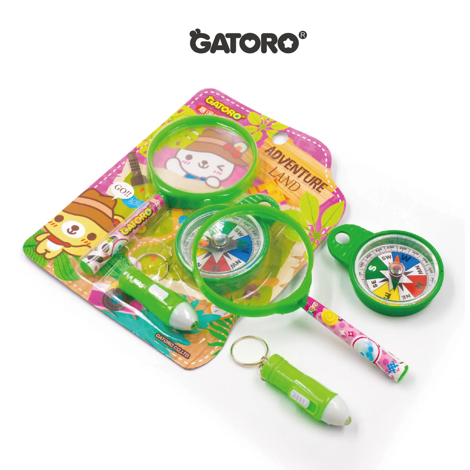 

Korean-style CHILDREN'S Cartoon Magnifying Glass Flashlight Compass Toy Adventure Set Kindergarten Gift Small Gift Batch