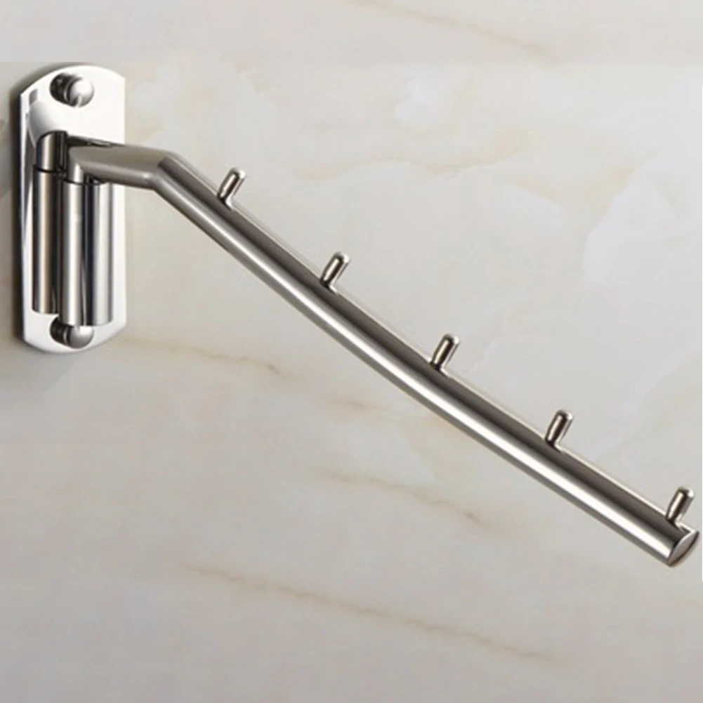 

Holder Rotatable Wall Mounted Drying Swing Arm Hook Organizer Stainless Steel Hanging Rack Storage Clothes