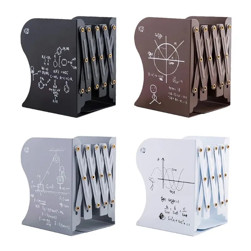 

Metal Retractable Bookends Support Stand Holder Shelf Adjustable Bookrack Office