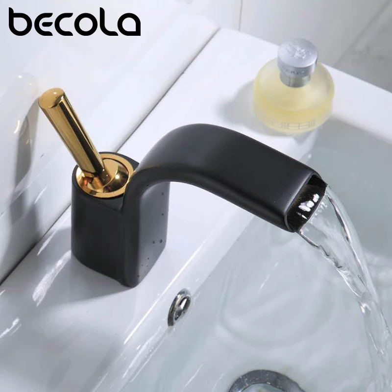 

BECOLA New Bathroom Basin Faucet Mixer Black/Chrome/Gold/Antique/White Brass Cold And Hot Water Deck Mounted Sink Tap BR-2018131