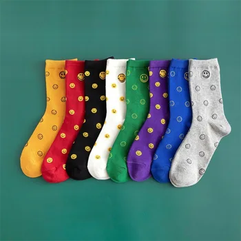 

Colorful Sock for Woman High Adult Kawaii Ladies Soft Sox Cartoon Smiling Face Socks Cotton Spring Autumn Female Trendy Sokken