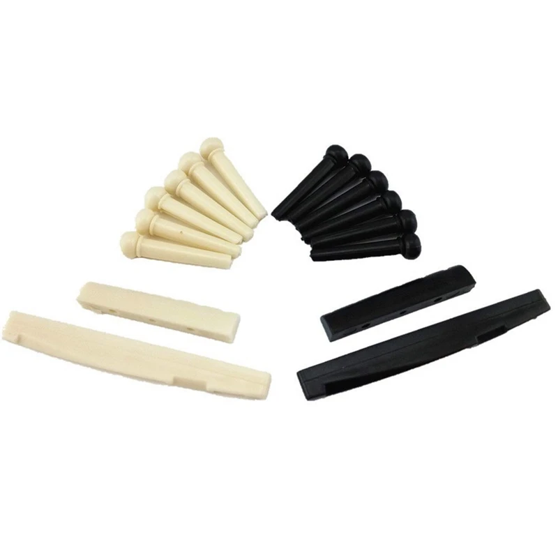 1 Sets Black and White ABS Bridge Pins &amp Saddle Nut Replacement Parts for Acoustic Guitar | Спорт и развлечения